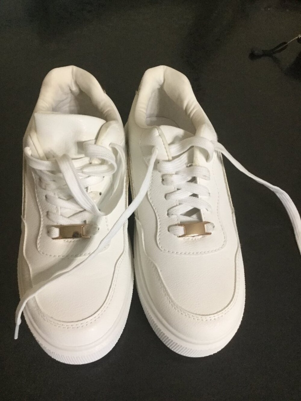 New Look sneakers size 38 white with gold worn one time as you can see by soles